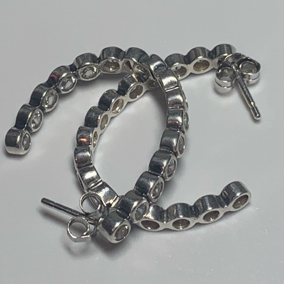 Silpada Vintage Rare HTF Sterling Silver CZ Channel Set Hoop Post Earrings - Picture 11 of 16